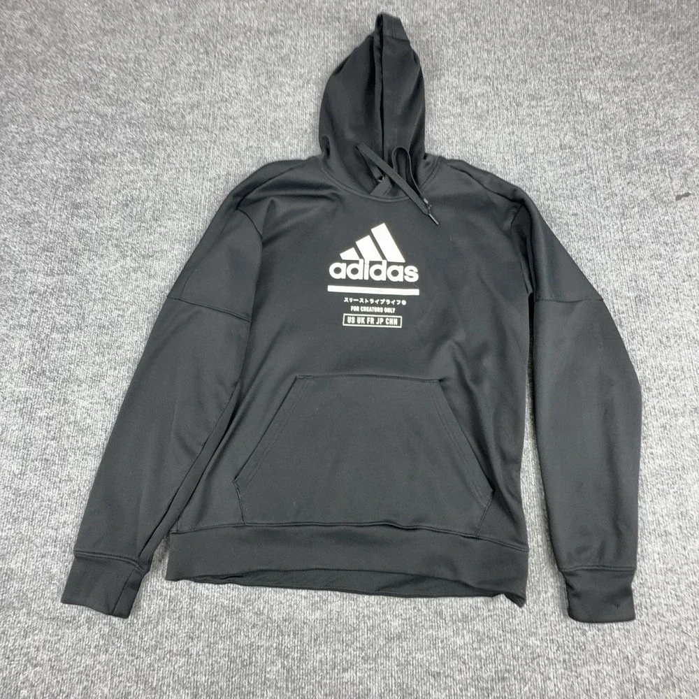 Adidas Hoodie Mens Medium Black Climawarm For‎ Creators Graphic Logo Pullover